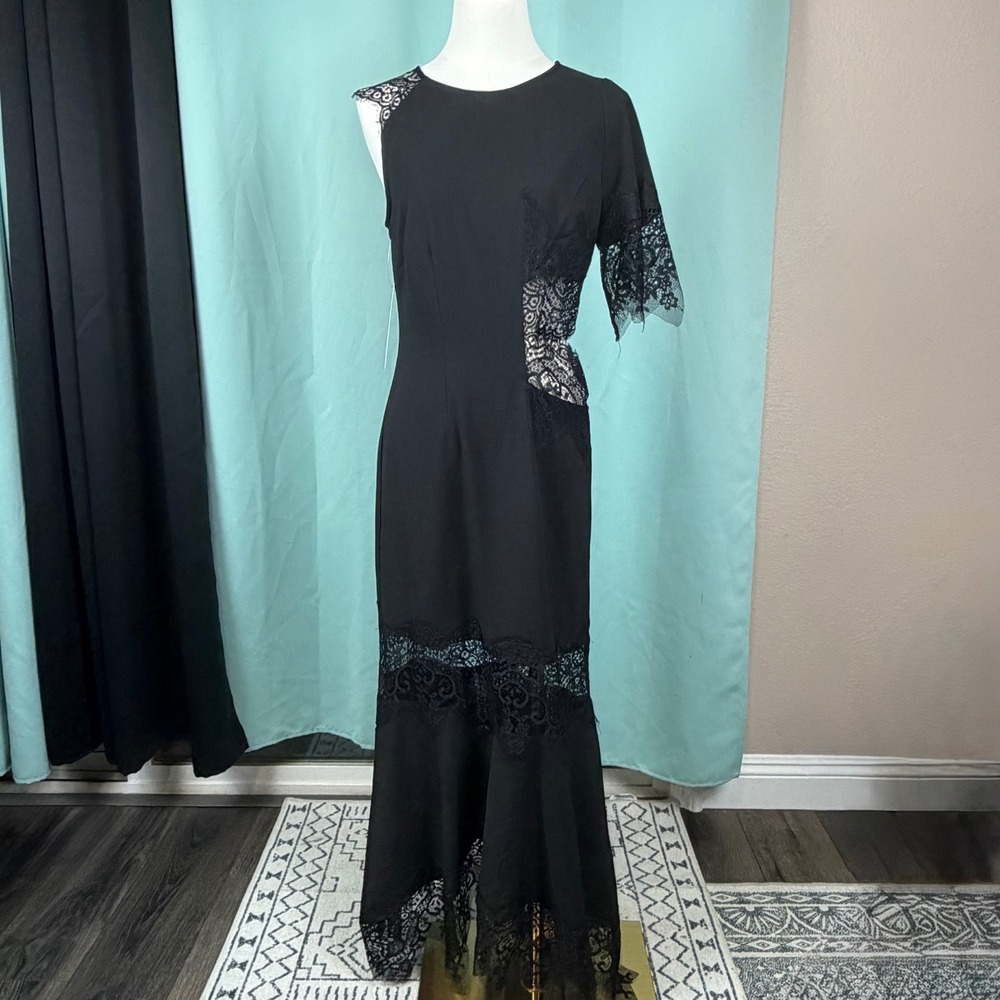 Hutch Lace Asymmetrical Mermaid Maxi Dress Black Small Homecoming Whimsigoth NWT